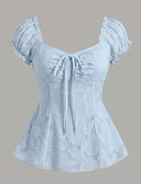 Blusa de gasa con bordado floral elegante, top de verano dulce y encantador para mujeres M - Shein - FashionsVida