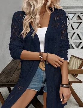Cárdigan casual de manga larga y unicolor versátil para mujer L - Shein - FashionsVida