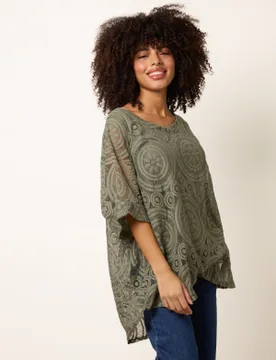 Lace 2 in 1 Top - ONE / KHAKI - female - Blue Vanilla - FashionsVida