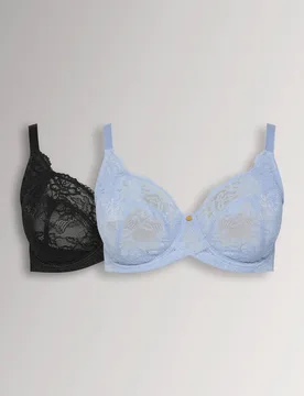 Women's 2 Pack Non-Padded Underwired Bras Size: 46DD - Multicolor - Size: 46DD - Yours - FashionsVida