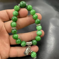 Mm Jadeite Round Bead for Women, Green Jade Bracelet