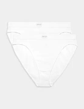 Pack Asta Rib High Leg Knickers White female - M&S - FashionsVida