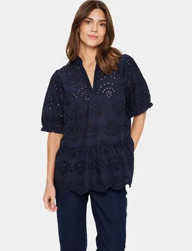 Women's Geleksa V-Neck Blouse in Dark Navy Size: XS - Dark Navy - Size: XS - Saint tropez - FashionsVida