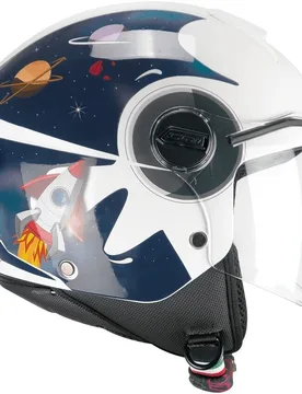 Casco Moto Jet Bambino 261S MINI SPACE Blu Bianco taglia XL - Cgm - FashionsVida