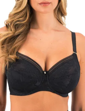 Womens Fusion Lace Side Support Bra - Black Polyamide - Size 34hh - Fantasie - FashionsVida
