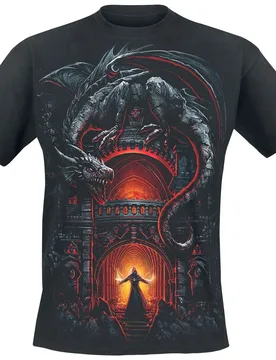 Gothic T-Shirt - Dragon's Lair - S bis 4XL - für Männer - Größe XL - schwarz - Männer - male - Spiral - FashionsVida