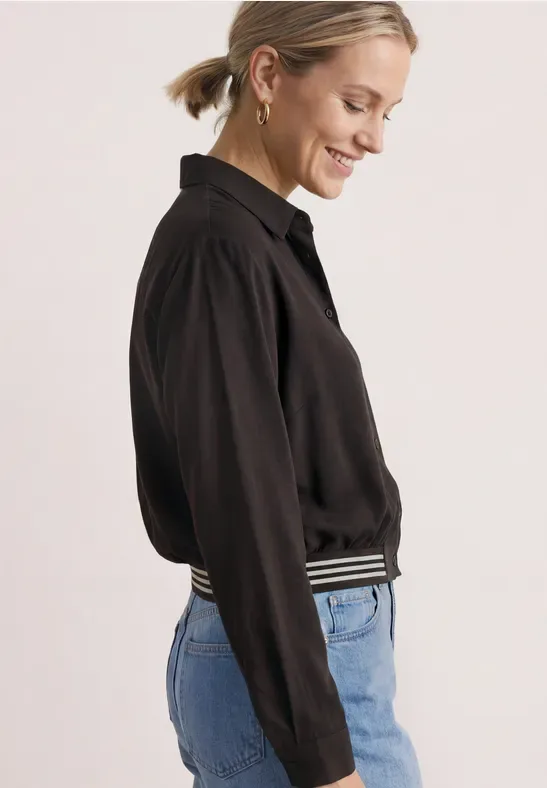 Langarm Hemdbluse mit Elastiksaum female Braun - Street One - FashionsVida