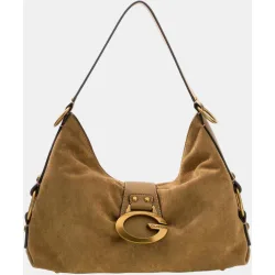 Bolso hobo con asa de hombro y logo metálico