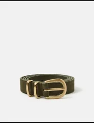 Faux Suede Gold Tone Buckle Belt Green female