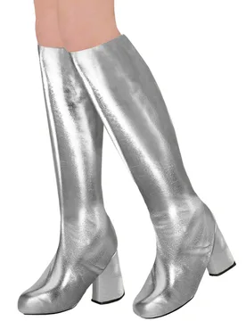 Kniestiefel für Damen 60er oder 70er Motto-Party silber - female - Widmann - FashionsVida