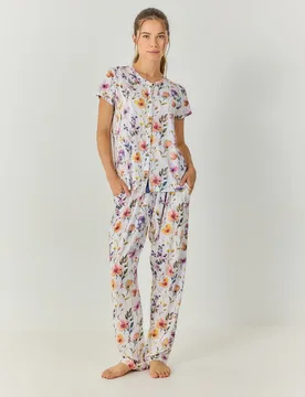 J&J Brothers - Pijama mujer manga corta estampado floral - J&J Brothers - FashionsVida