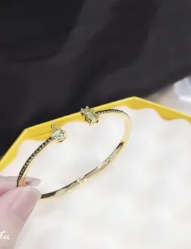 K Gold Plated Bangles Emerald Teardrop/ Square Green Gemstone Open Cuff Bangles For Women Gifts Waterproof Bracelet Wholesale - Aliexpress - FashionsVida