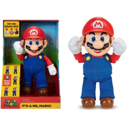Figura interactiva Mario 38 cm con frases, sonidos y música del videojuego. Licencia Super Mario.