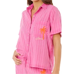Hotel malibu embroid camisa manga corta mujer Rosa (S)