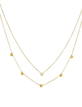 Punk Iced Out Zirconia Round Charm Pendant Female Gold Color Stainless Steel Double Layer Bead Chain Necklace for Women Jewelry - Aliexpress - FashionsVida