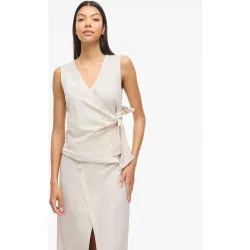 Top de mujer cruzado con lazada de lino