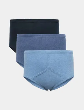 Pack Pure Cotton High Waist Briefs Blue Mix male - M&S - FashionsVida