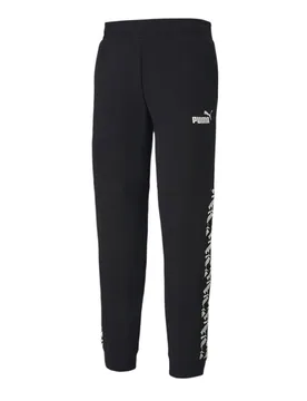Amplified Track Pants Taped Logo Black Joggers - Mens Textile - Size Medium - Puma - FashionsVida