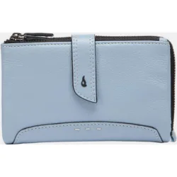 Cartera mediana de piel con costuras