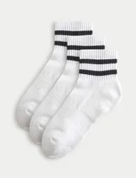 Pack Cotton Rich Striped Quarter Socks White Mix female