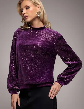 Women's Sequin Velvet Jumper in Magenta Size: 16 - Magenta - Size: 16 - Goddiva - FashionsVida