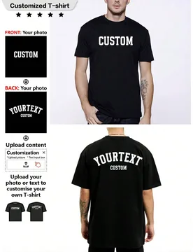 Camiseta para hombre con texto en la parte delantera y trasera, camiseta de entrenamiento de estilo callejero personalizada para hombre para gimnasio, - Shein - FashionsVida