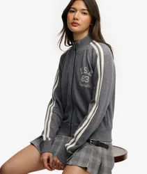 Superdry Damen Athletic Essentials Trainingsjacke mit Reißverschluss Light Grey - Größe: 38
