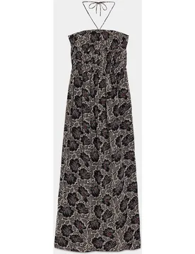 Vestido midi gomas estampado - Noon - FashionsVida