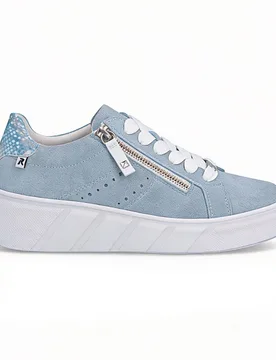Womens Carla Ladies Casual Trainers Blue Leather - Size Uk 4 - Rieker - FashionsVida