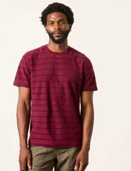 Pure Cotton Textured Striped T-Shirt Red Mix male