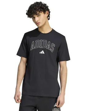 Collegiate Lineage Graphic Cotton T-Shirt Black male - Adidas - FashionsVida