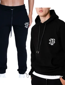 Fairdim Mens Tracksuits Pullover Fleece Hoodie Gym Joggers Black White Olive Cotton - Size Small - Other - FashionsVida