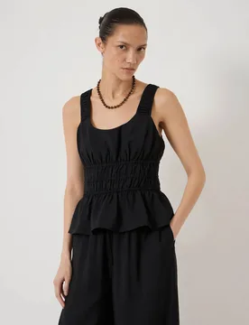 Gathered Straps Peplum Top Black female - hush - FashionsVida