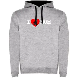 Felpa Con Cappuccio I Love Mum Two-colour Heather Grey / Black