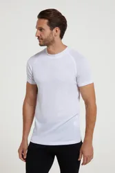 Talus Mens Short Sleeved Round Neck Top - White - White - Size: L