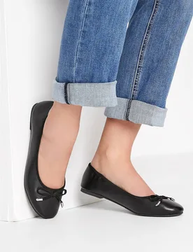 Women's Faux Suede Ballerina Pumps in Black Size: 8 - Black - Size: 8 - Long tall sally - FashionsVida