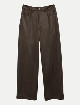 Wide-Leg Hose in Velourslederoptik Braun 44 - Comma - FashionsVida