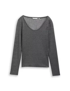 Lurex rib longsleeve T-shirt female - S - FashionsVida