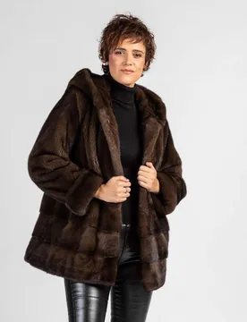 Chaqueta de pelo de mujer de visón con capucha - De la Roca - FashionsVida