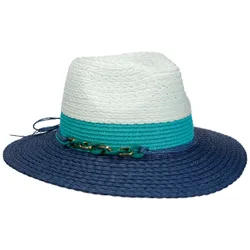 Tricolour Traveller Straw Hat - navy - Damen - Size: L (57-58 cm)