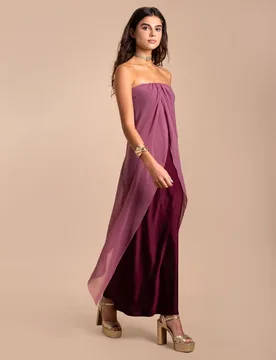 Vestido midi con escote palabra de honor y capa - The-Are - FashionsVida