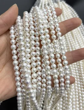 Natural Freshwater Baroque 5-6mm AAAA Round White Pearl Spacer Bead Jewelry Make DIY Necklace Bracelet Women Premium Wedding - Aliexpress - FashionsVida