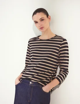 Camiseta de manga larga de mujer con rayas - Woman El Corte Inglés - FashionsVida
