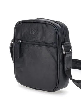 Borsello a tracolla nero compatto con zip frontale Black Shoot BS2355/T - Class - FashionsVida