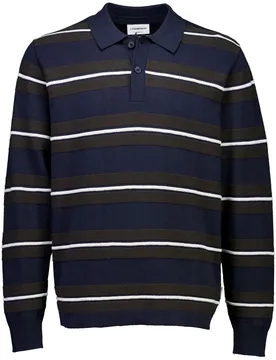 Striped knitted polo L/S male - S - FashionsVida