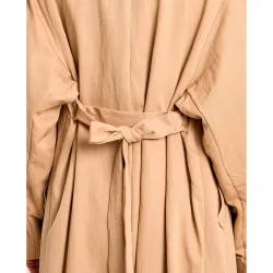 Gabardina de mujer de manga larga cuello solapa y lazada