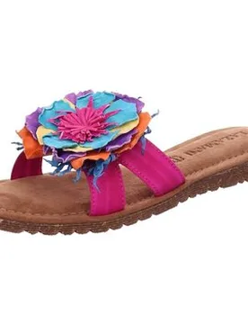 Flache Sandalen Pantoletten Zinnia Flower Pantolette La33765-Fuxia 40;41;42 - Lazamani - FashionsVida