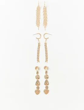 Set 3 pendientes largos metal - Sfera - FashionsVida