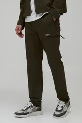 Herren Schmal Geschnittene Technische Cargohose Khaki Größe Medium