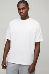 Herren Basic Oversized Rundhals T-Shirt White Größe Large
